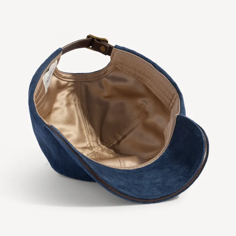 Navy suede baseball cap, underside