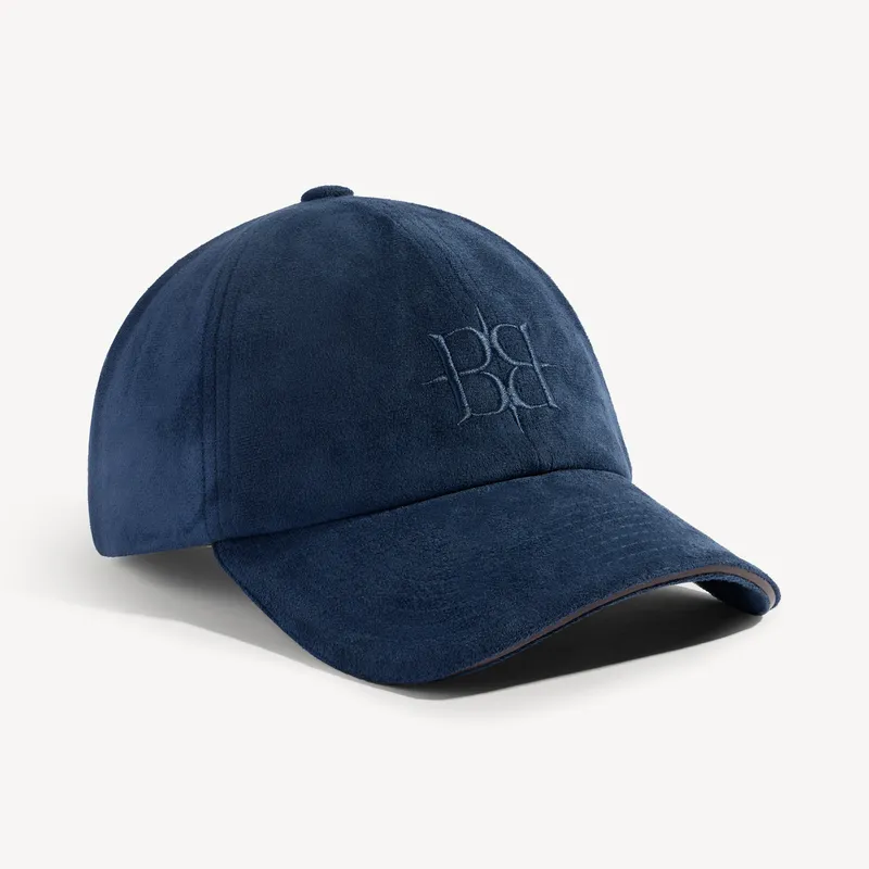 Navy suede baseball cap, other three-quarter
