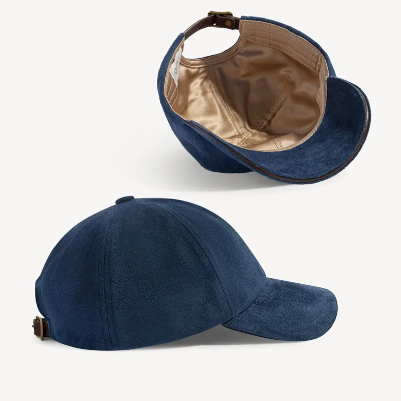 Navy suede baseball cap, pair